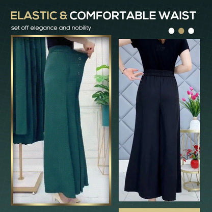 Nell™ Pantalones plisados elegantes con piernas anchas