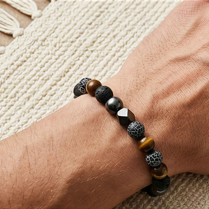 Korevane™ Pulsera Artesanal de Piedra Natural y Hematita para Hombr