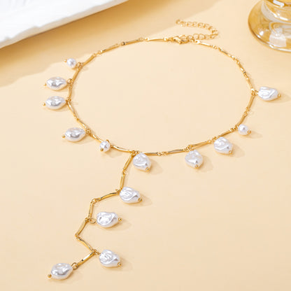 Hevoxe™ Collar Elegante en Forma de Y con Perlas y Diseño Irregular