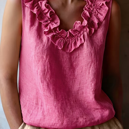 Katherine | Camisa Sin Mangas con Volantes de Corte Suelto para Primavera/Verano