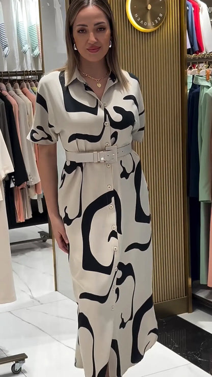 Jolira™ Vestido elegante de cintura ajustada con estampado irregular