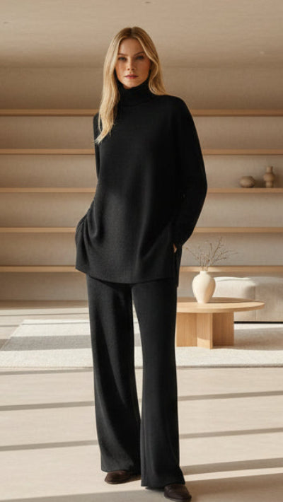 Rosavienne™ Conjunto de punto y pantalones elegantes para mujeres para comodidad diaria