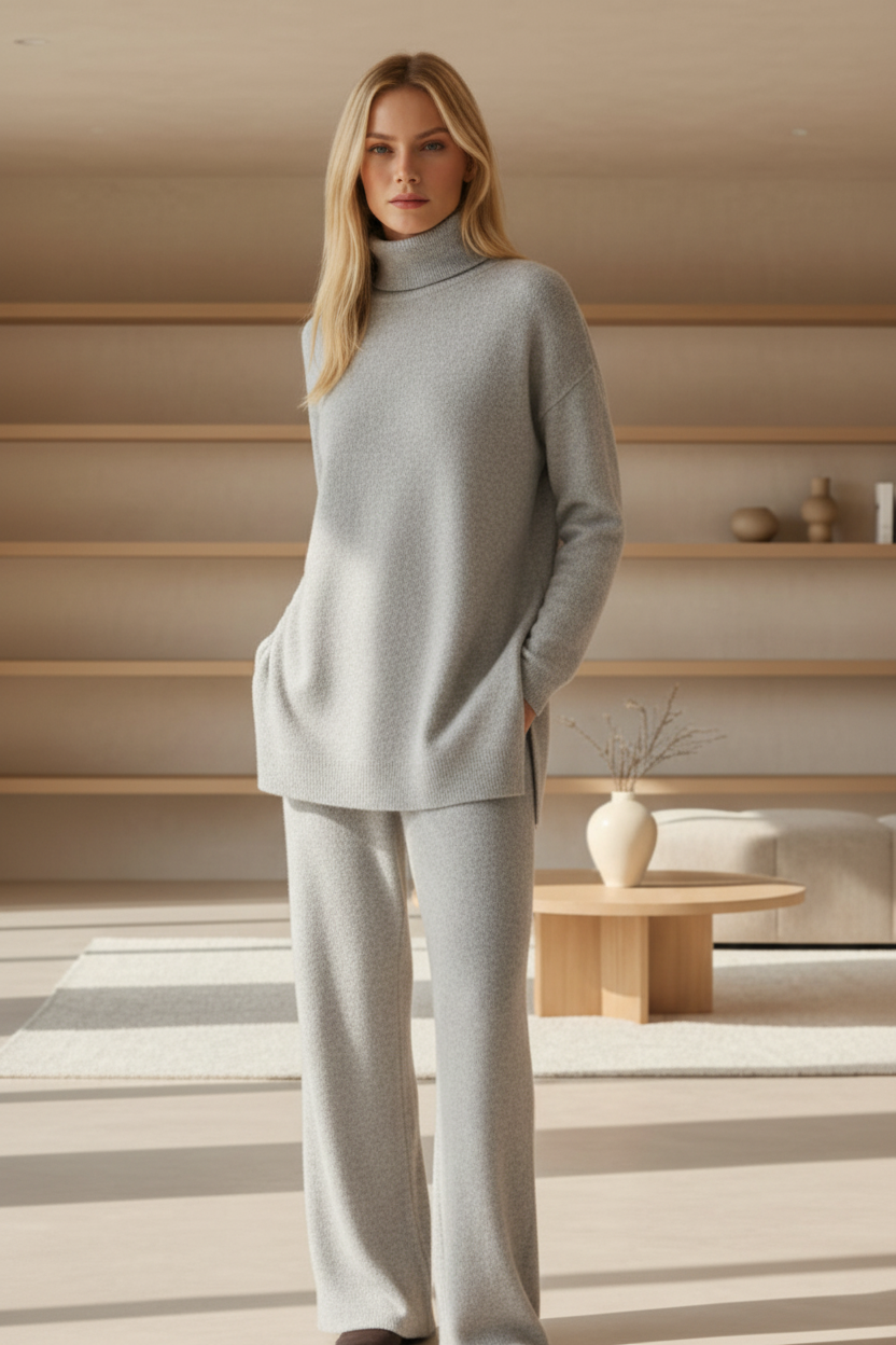 Rosavienne™ Conjunto de punto y pantalones elegantes para mujeres para comodidad diaria