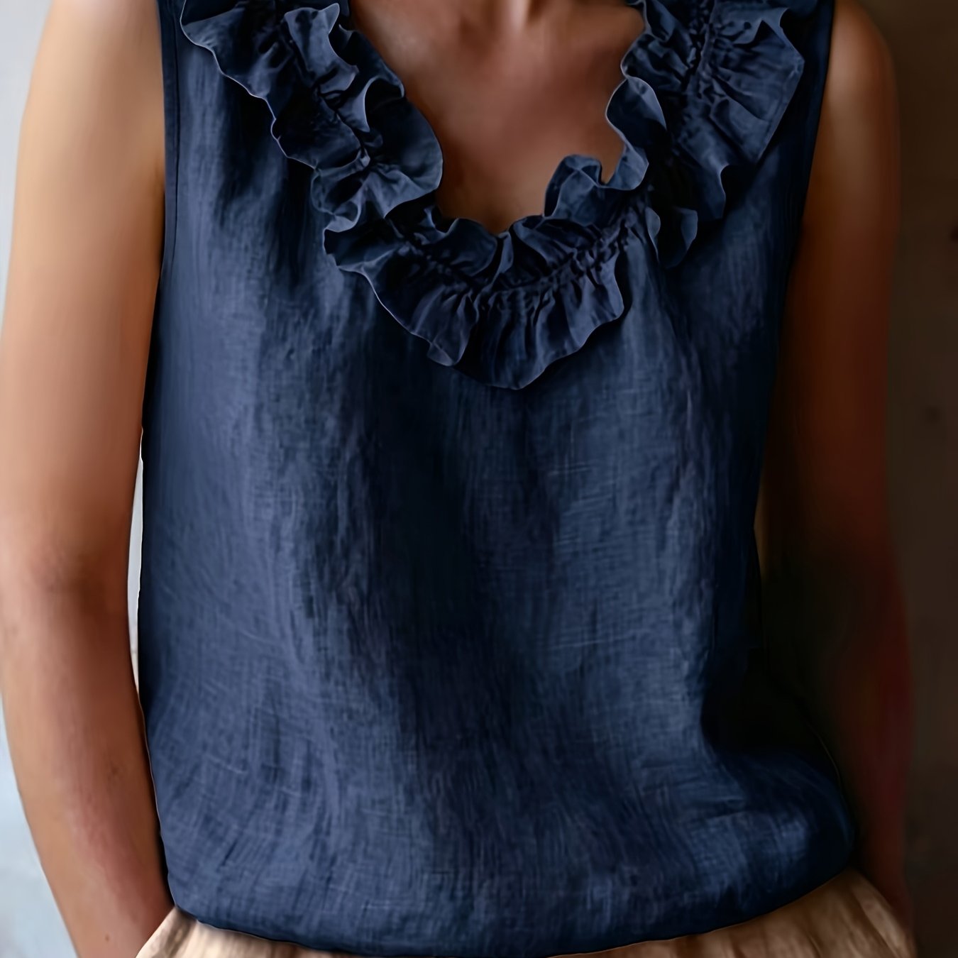 Katherine | Camisa Sin Mangas con Volantes de Corte Suelto para Primavera/Verano