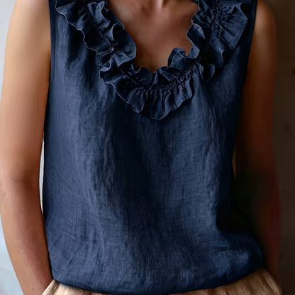 Katherine | Camisa Sin Mangas con Volantes de Corte Suelto para Primavera/Verano