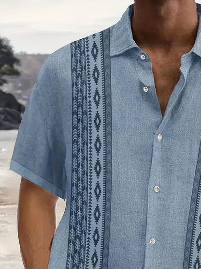 Carter™ Camisa Vintage para Hombre con Estampado Étnico y Estilo Tropical