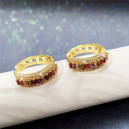 Natalia | 1 Par de Aros de Hombre de Zirconio Sintético Colorido de Moda Avant-Garde Joyería de Lujo para Hombre, Versátil para Uso Diario