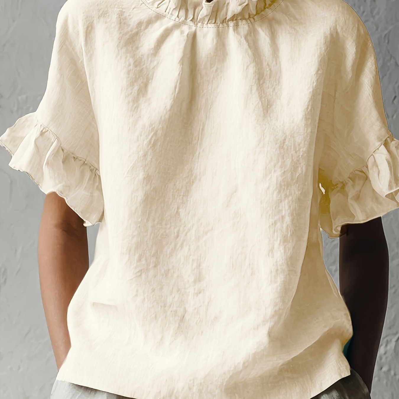 Yuna™ Blusa Casual de Color Sólido con Cuello Elegante
