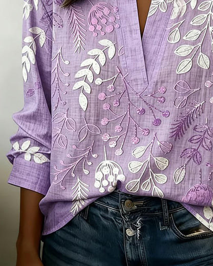 Kenzie™ Blusa de V Floral Suave