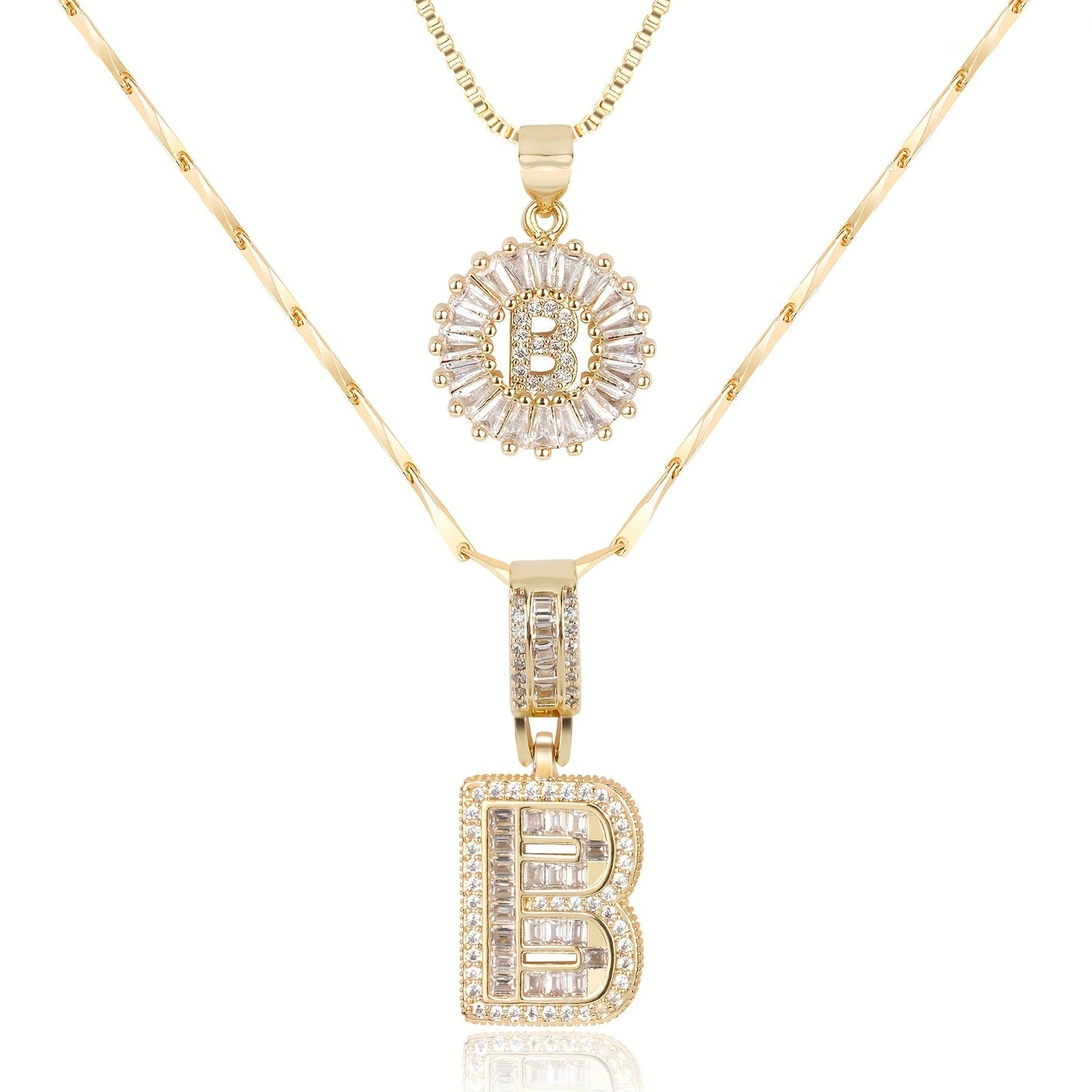 Primrose™ Collares Iniciales de Letra con Diamantes de 14k (2 piezas)