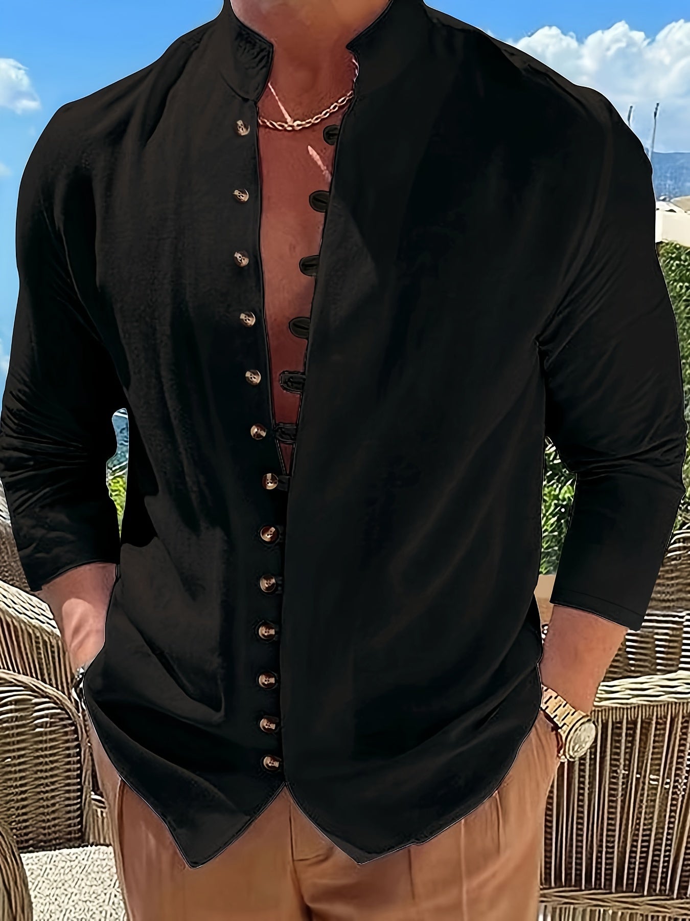 Haviron™ Camisa Retro para Hombre de Manga Larga y Corte Suelto