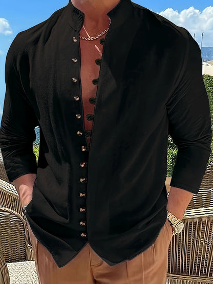 Haviron™ Camisa Retro para Hombre de Manga Larga y Corte Suelto