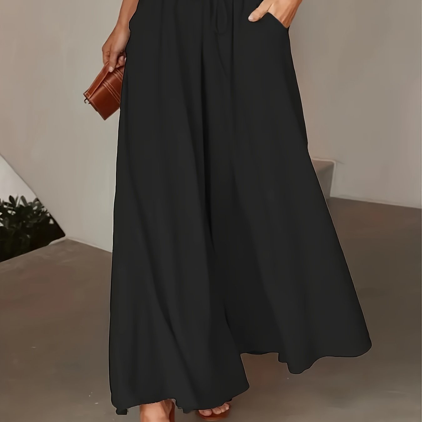 Corae™ Pantalones Sueltos de Pierna Ancha con Cintura Alta y Cordón
