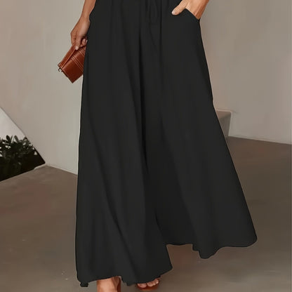 Corae™ Pantalones Sueltos de Pierna Ancha con Cintura Alta y Cordón