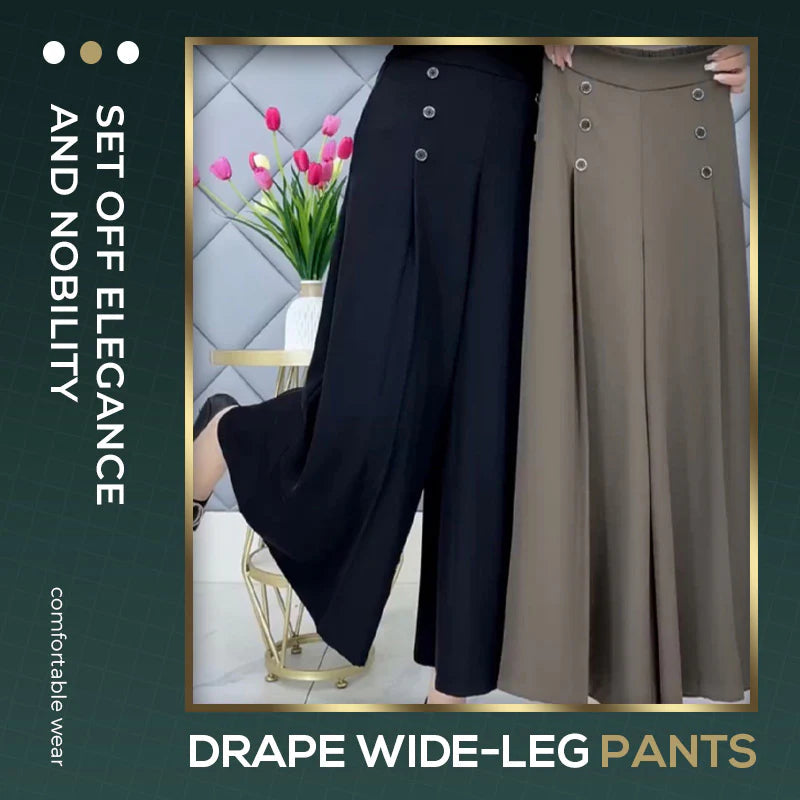 Nell™ Pantalones plisados elegantes con piernas anchas