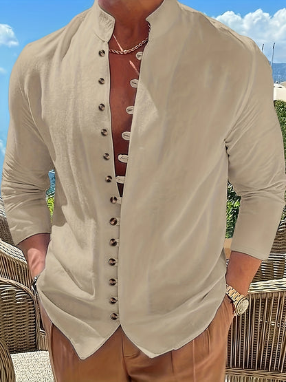 Haviron™ Camisa Retro para Hombre de Manga Larga y Corte Suelto