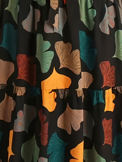 Vanya™ Vestido Midi Elegante con Estampado Geométrico y Mangas Abullonadas