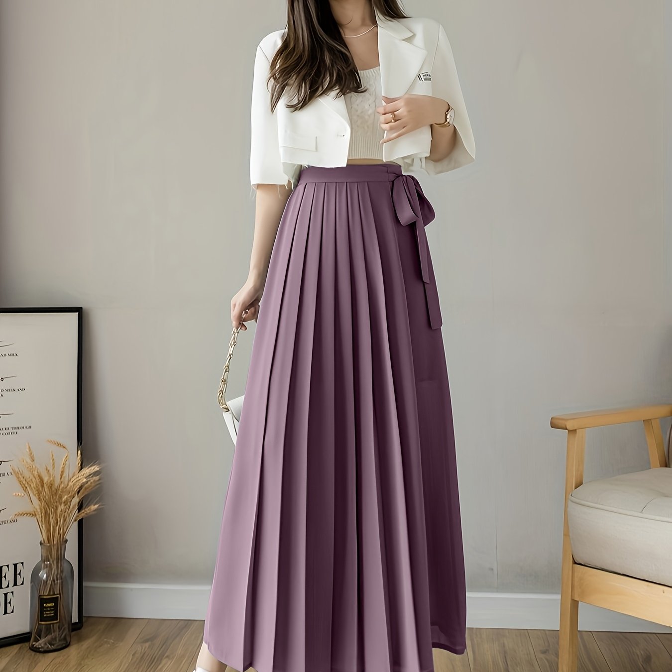 Caexine™ Pantalón de Pierna Ancha con Pliegues y Corte Elegante