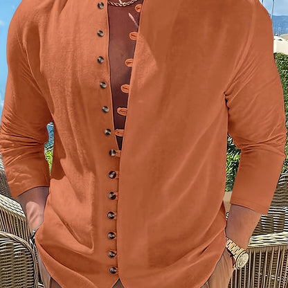 Haviron™ Camisa Retro para Hombre de Manga Larga y Corte Suelto