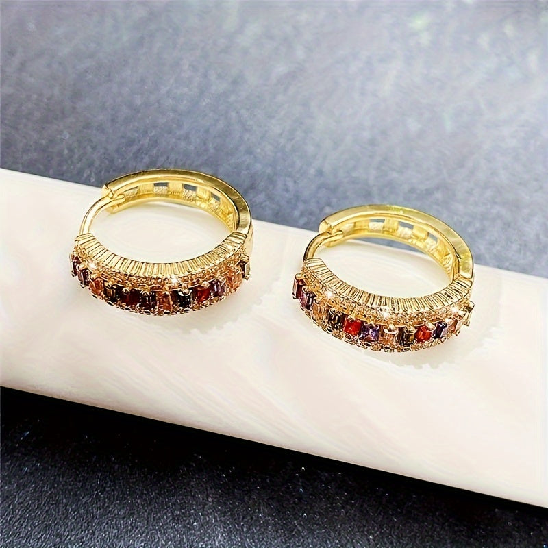 Natalia | 1 Par de Aros de Hombre de Zirconio Sintético Colorido de Moda Avant-Garde Joyería de Lujo para Hombre, Versátil para Uso Diario