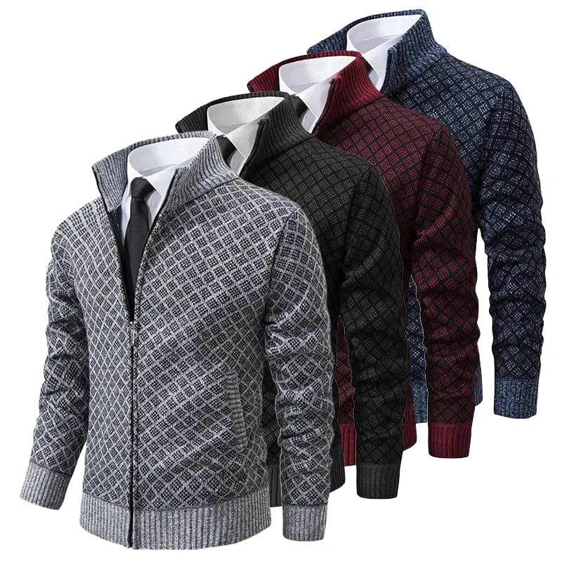 Evarno™ Suéter Masculino con Cierre Completo y Cuello Alto
