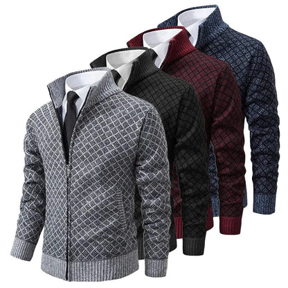 Evarno™ Suéter Masculino con Cierre Completo y Cuello Alto