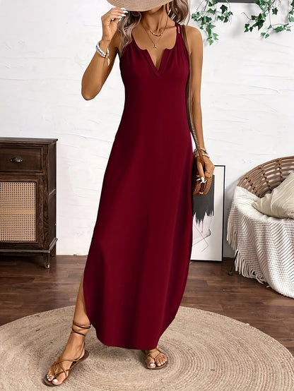 Sailor™ Vestido Midi de Tirantes con Escote en V y Estilo Relajado