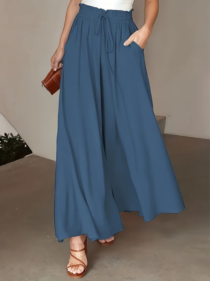 Corae™ Pantalones Sueltos de Pierna Ancha con Cintura Alta y Cordón