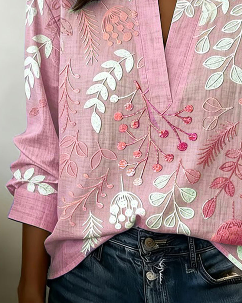 Kenzie™ Blusa de V Floral Suave