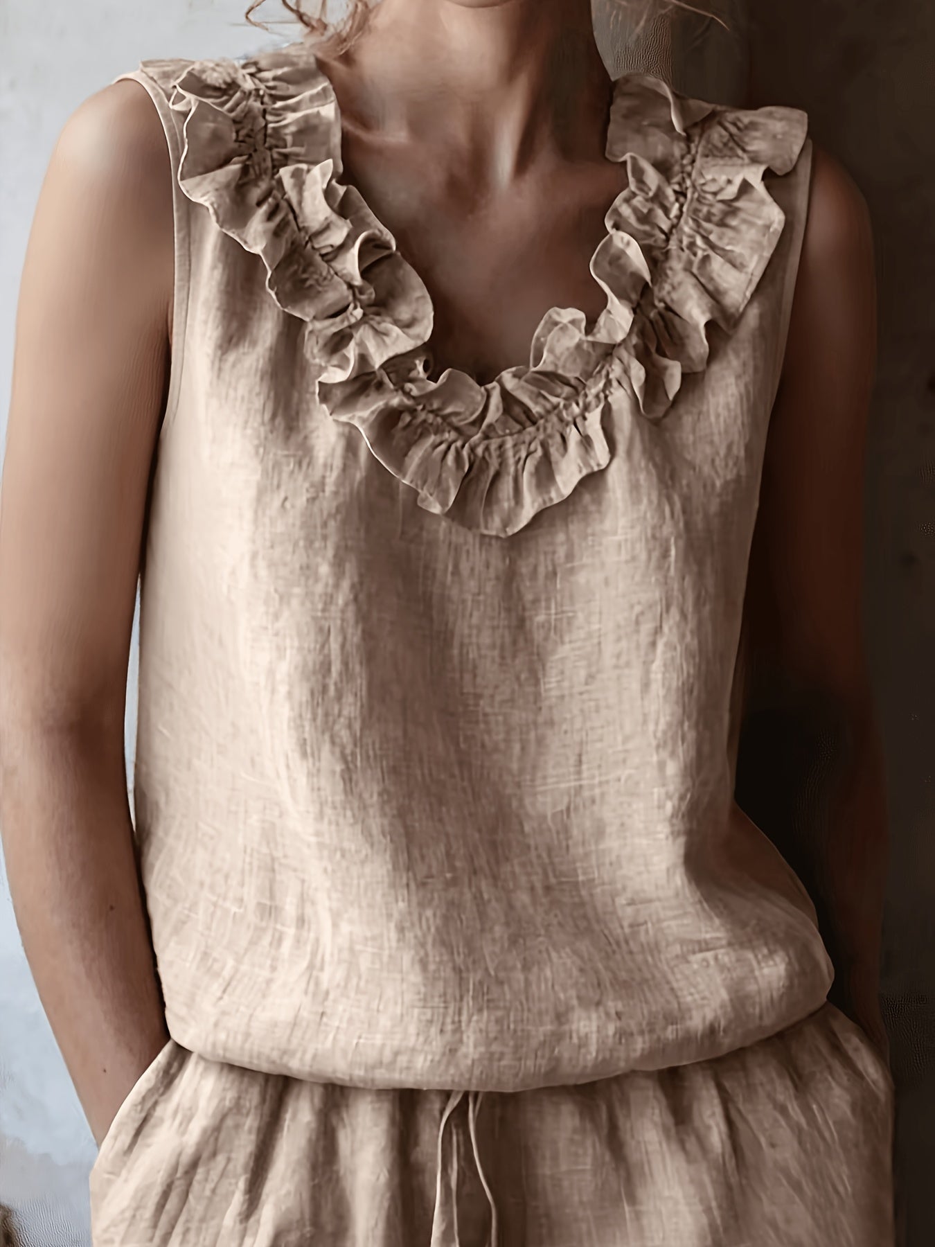 Katherine | Camisa Sin Mangas con Volantes de Corte Suelto para Primavera/Verano