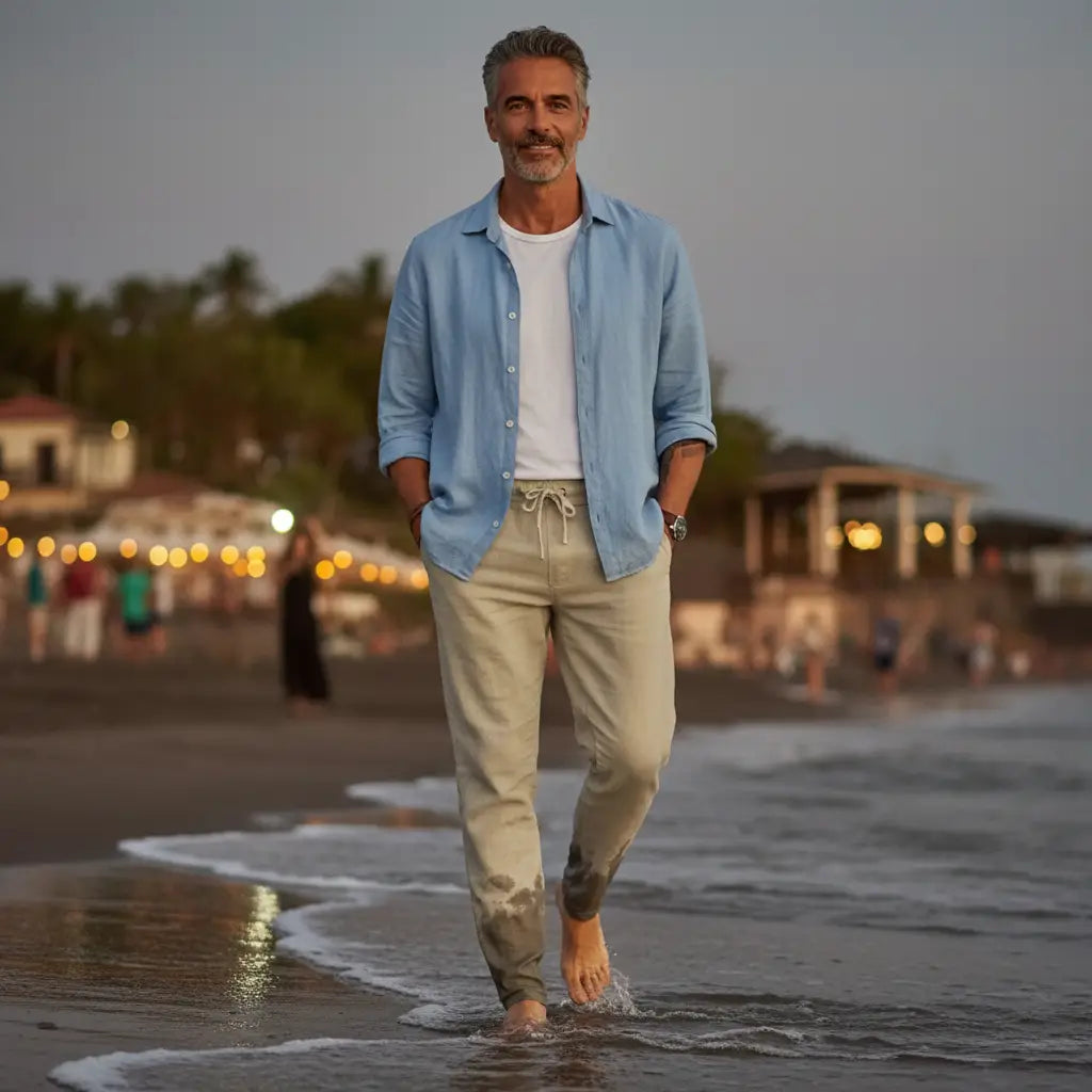 Sorevani™ Pantalón de Lino Playero Ligero y Transpirable