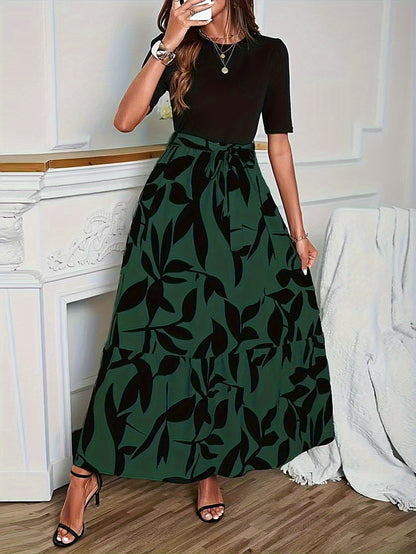 Vanya™ Vestido Midi Elegante con Estampado Geométrico y Mangas Abullonadas