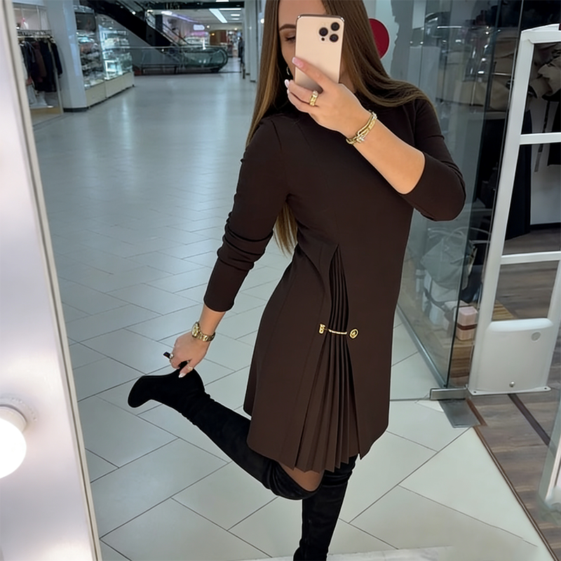 Avelune™ Vestido femenino clásico con paneles plisados elegantes