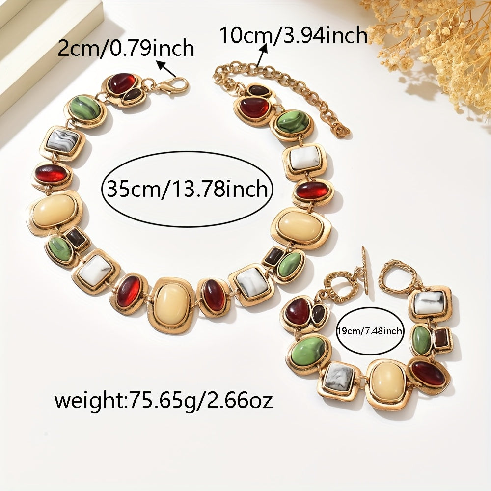 Graevis™ Set Bohemio de Collar y Pulsera con Diseño Étnico Multicolor