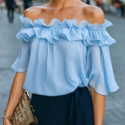Bruvelle™ Blusa Elegante de Hombros Descubiertos con Manga Corta