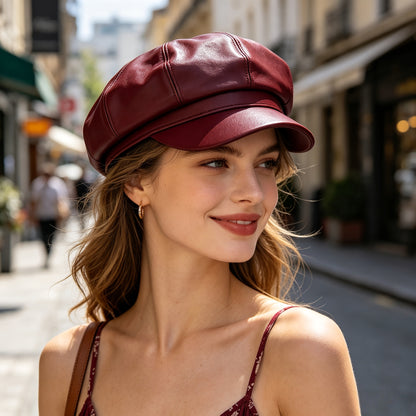 Blair | Gorra de Beret de pu de Cuero Británico para Mujeres