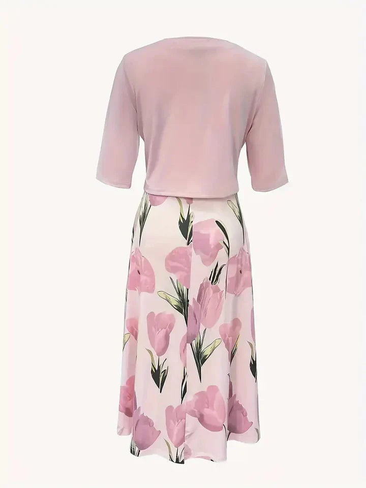 Greyra™ Conjunto de Dos Piezas Elegante con Flores