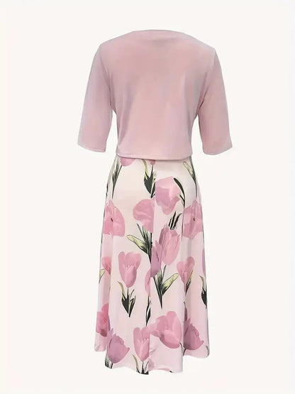 Greyra™ Conjunto de Dos Piezas Elegante con Flores