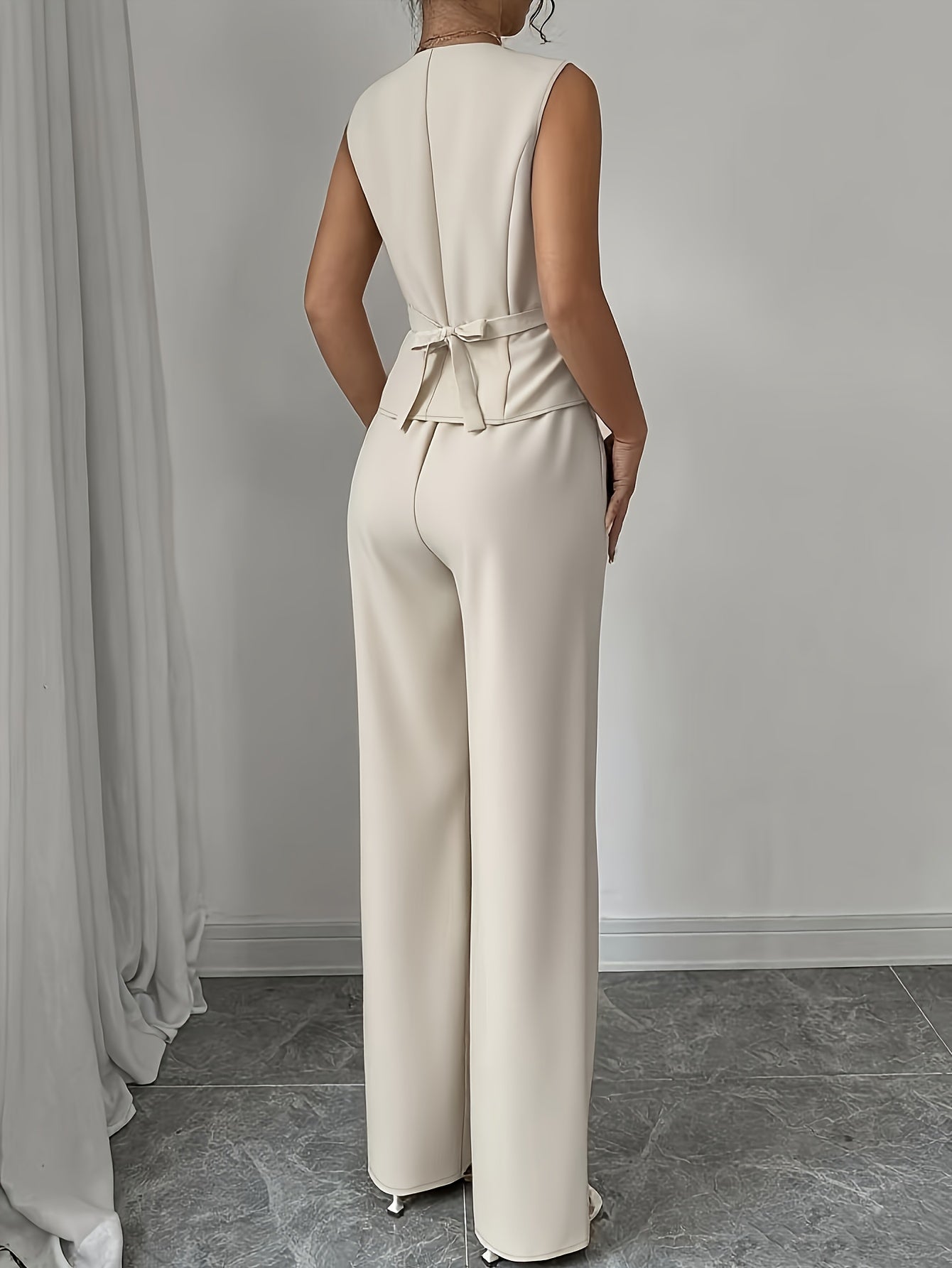 Malia™ Conjunto Elegante de Chaleco con Escote en V y Pantalón Recto