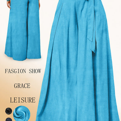 Valerie | Pantalón de Pierna Ancha con Cintura Alta y Lazo Elegante