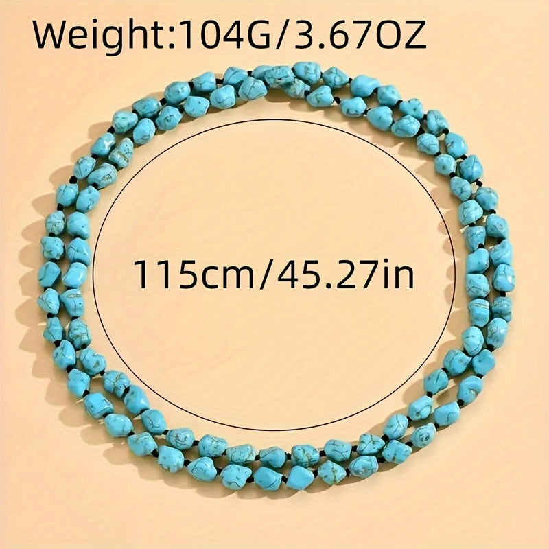 Saria™ Collar Bohemio de Doble Capa con Turquesa y Piedras Naturales