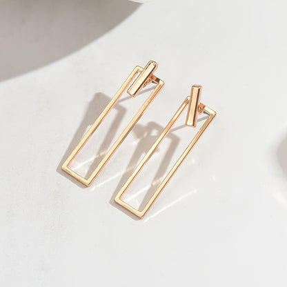 Quinleyra™ Aretes Geométricos Largos con Acabado Metálico Elegante