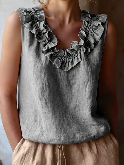 Katherine | Camisa Sin Mangas con Volantes de Corte Suelto para Primavera/Verano