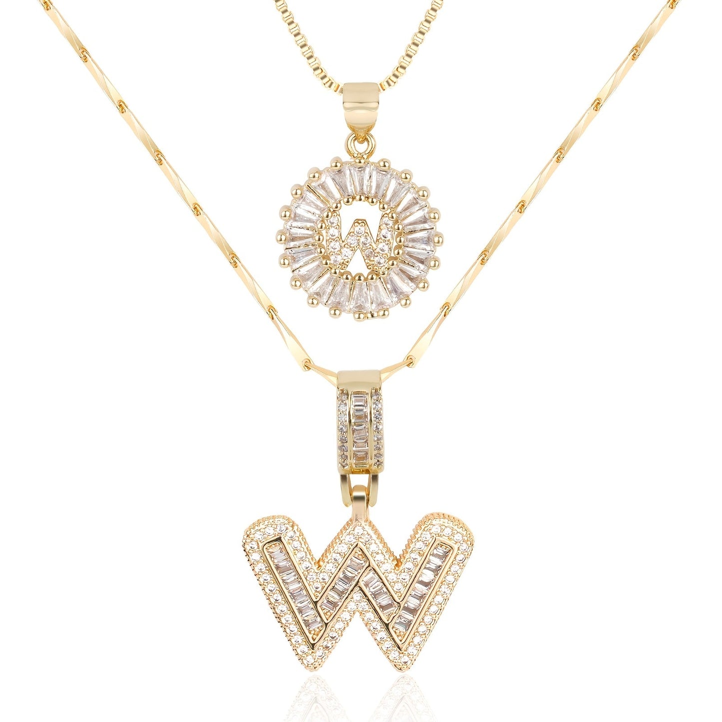 Primrose™ Collares Iniciales de Letra con Diamantes de 14k (2 piezas)