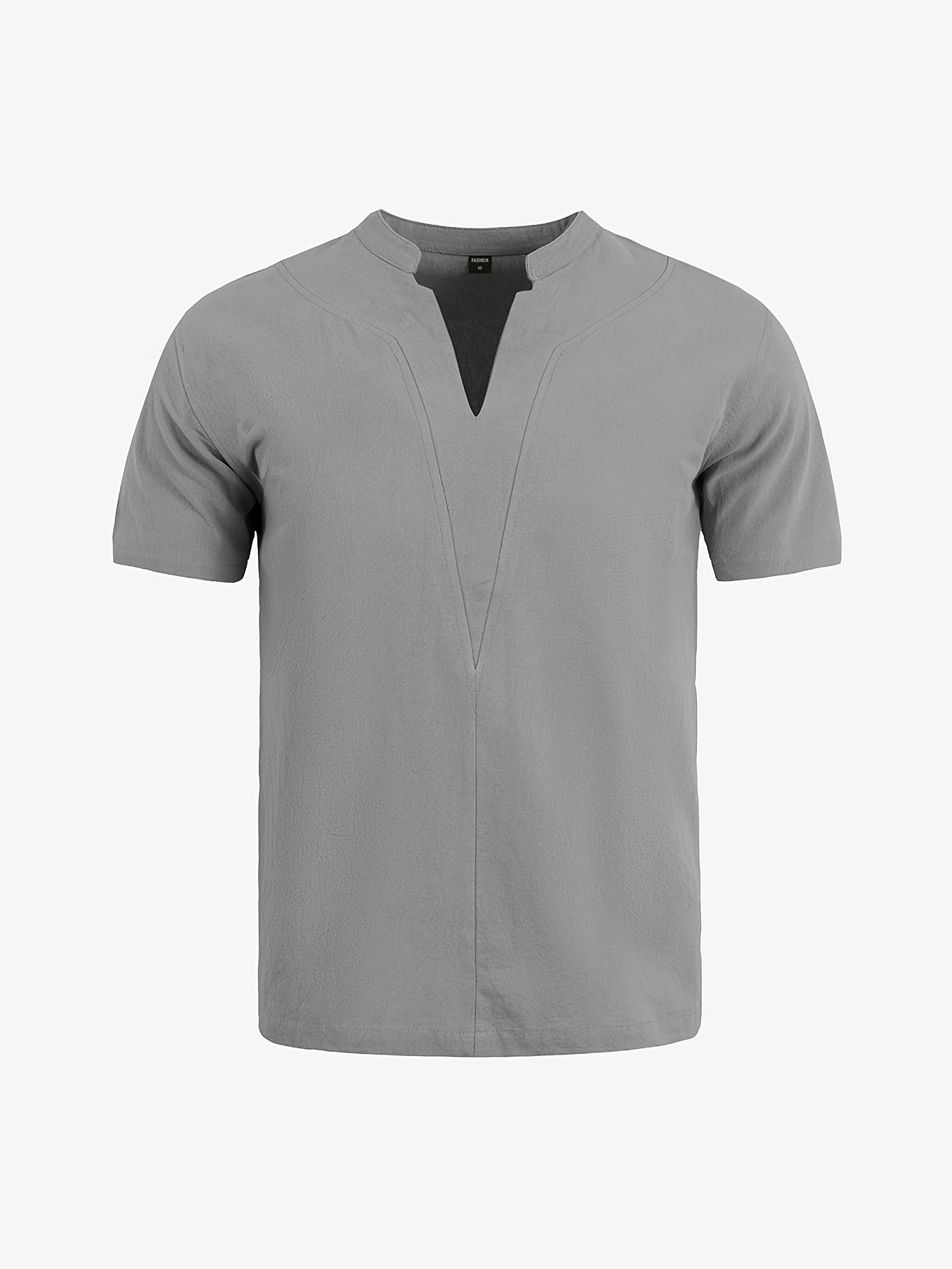 Grexric™ Camisa de Lino para Hombre con Cuello Mao y Corte Relajado