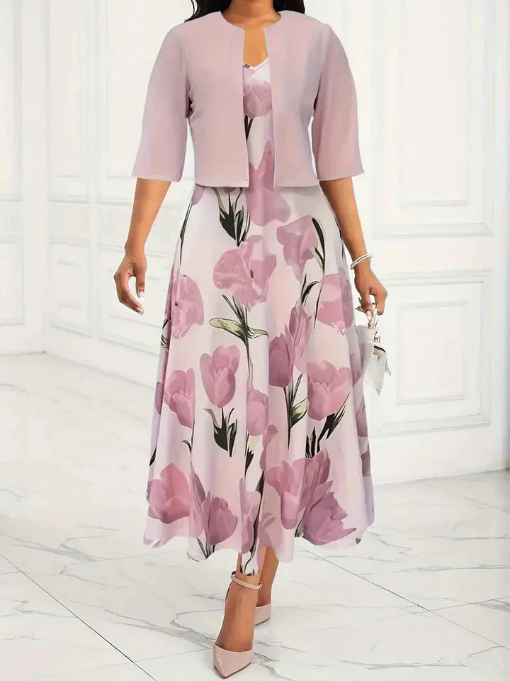 Greyra™ Conjunto de Dos Piezas Elegante con Flores