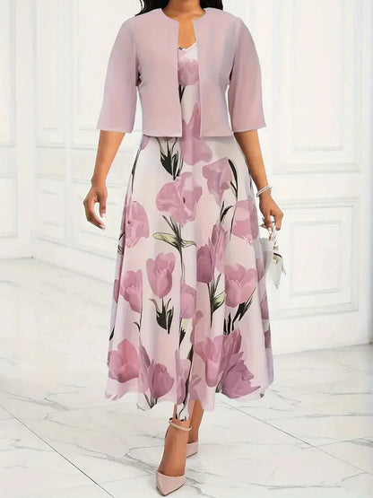 Greyra™ Conjunto de Dos Piezas Elegante con Flores