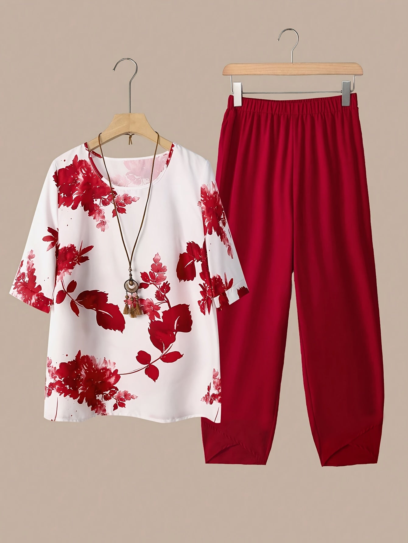 Fynley™ Conjunto Estampado de Dos Piezas con Blusa y Pantalón Cómodo