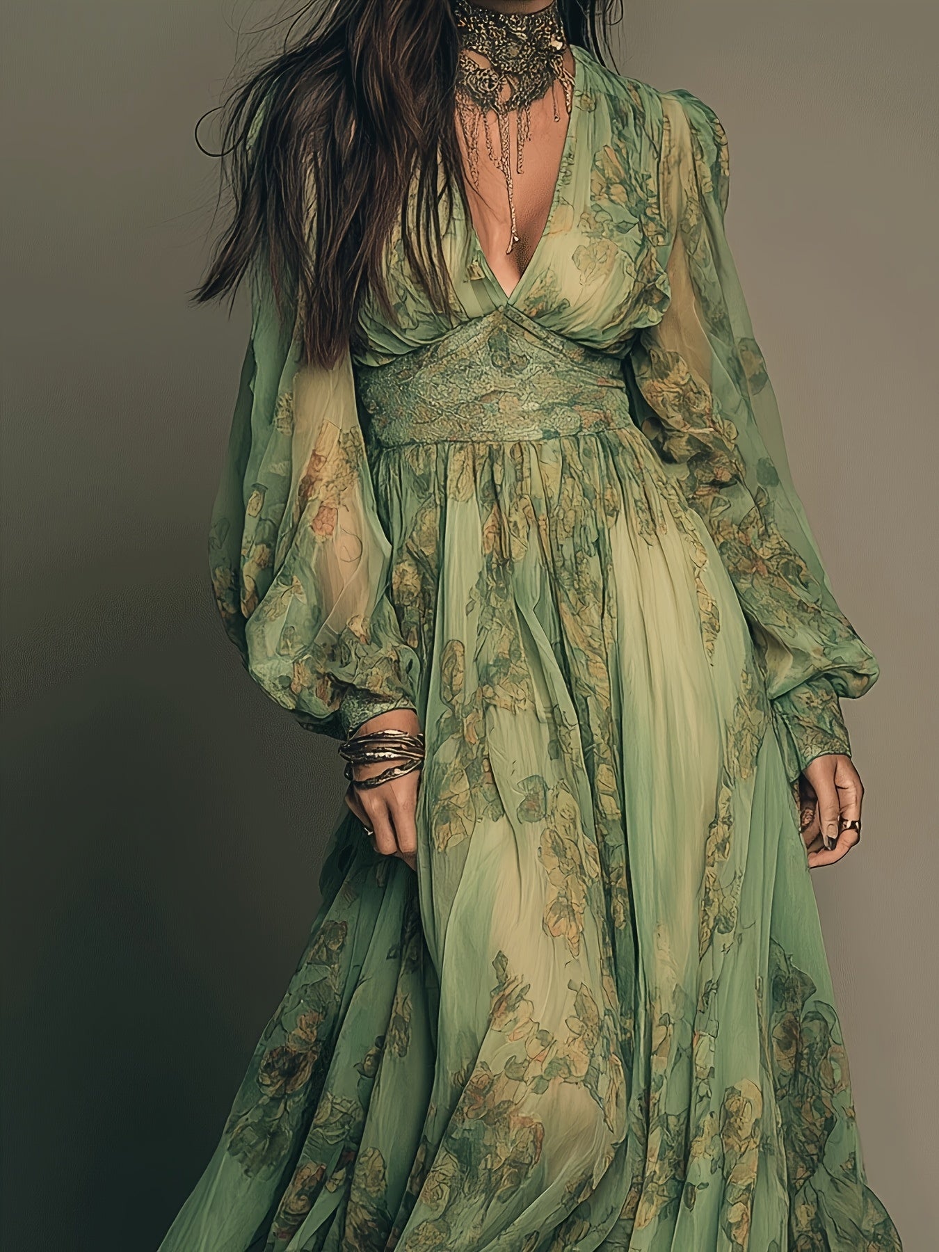 Amanda | Vestido Maxi Floral Bohemio con Volantes y Encanto Vintage