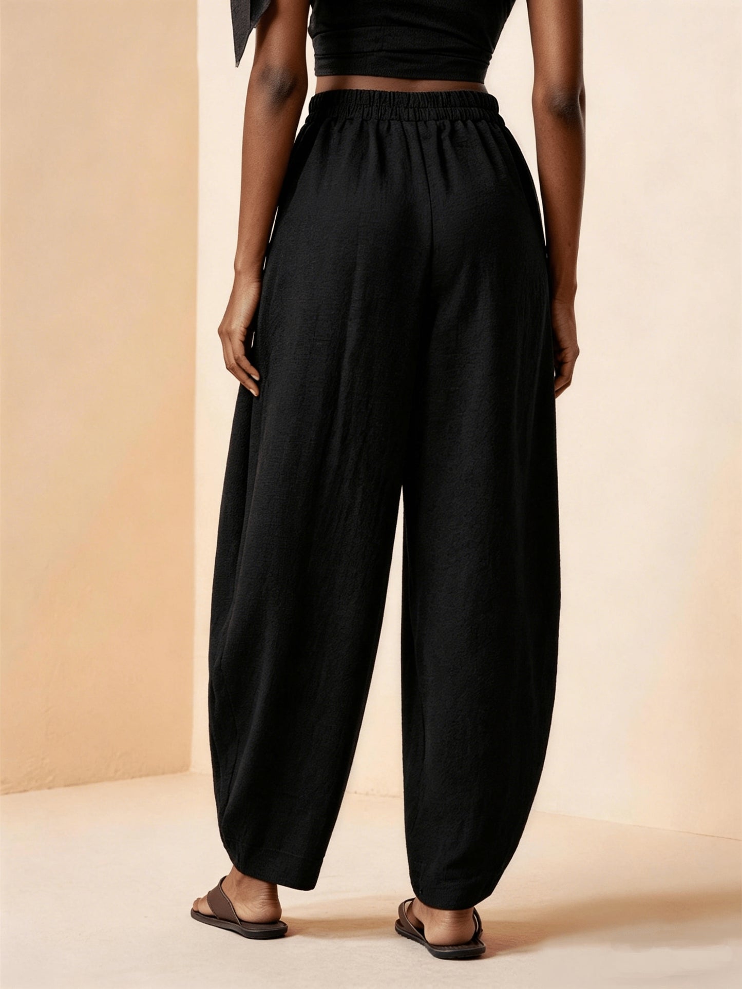 Droveaux™ Pantalón Recto Elegante con Cintura Elástica y Pliegues